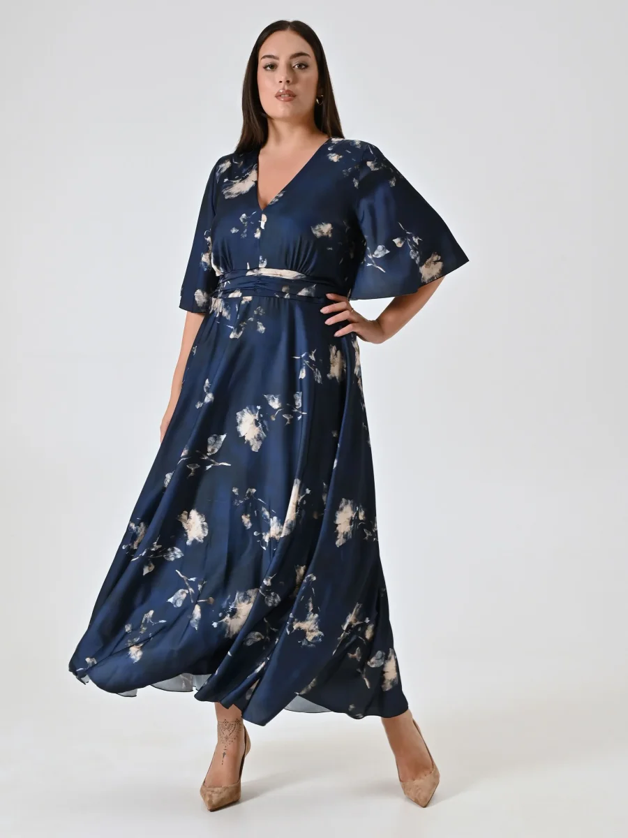 Abito Curvy Blu stampa Floreale