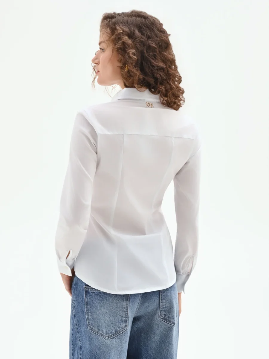 Camicia bianca sagomata in cotone – Image 4