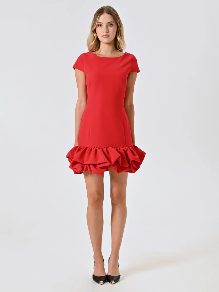 Abito Rosso con Gonna a Palloncino – Image 3