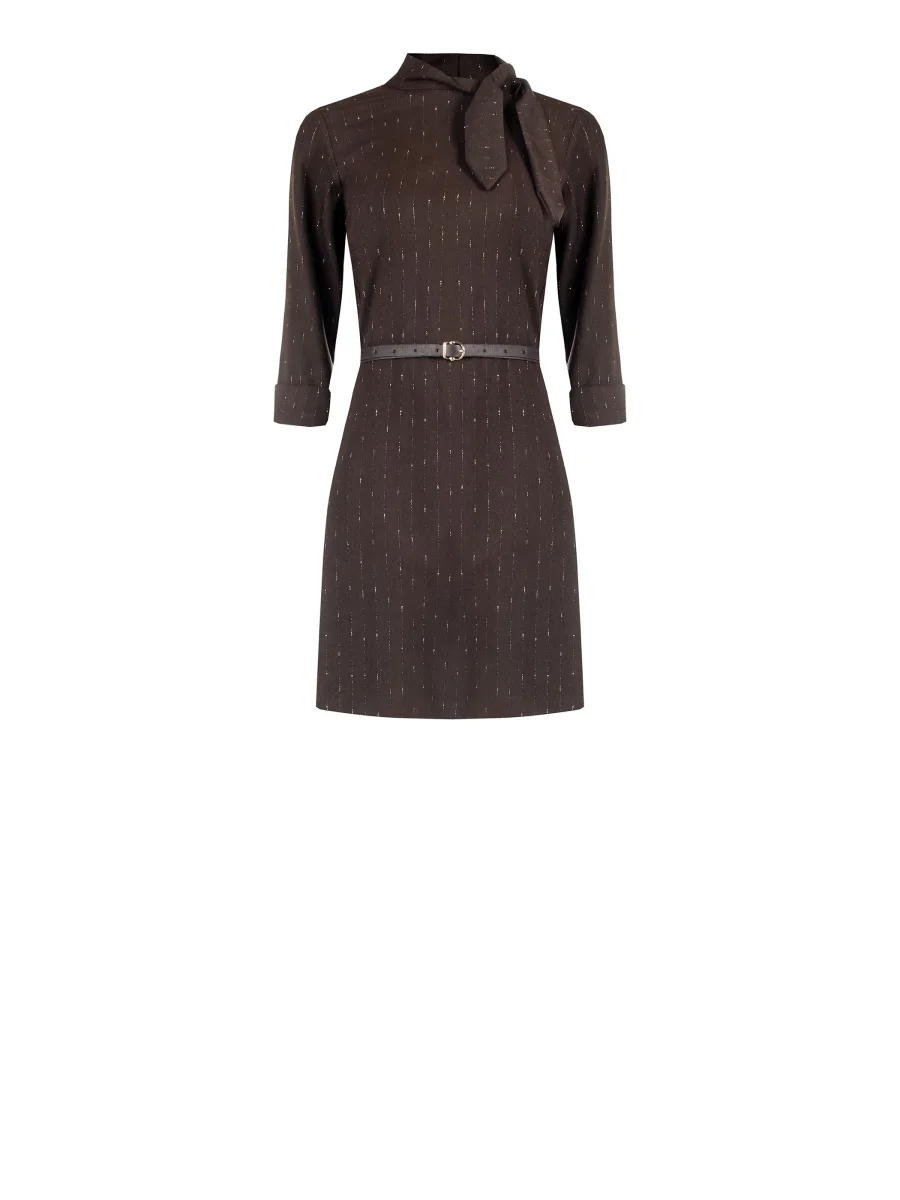 Abito cioccolato gessato con fusciacca – Image 6