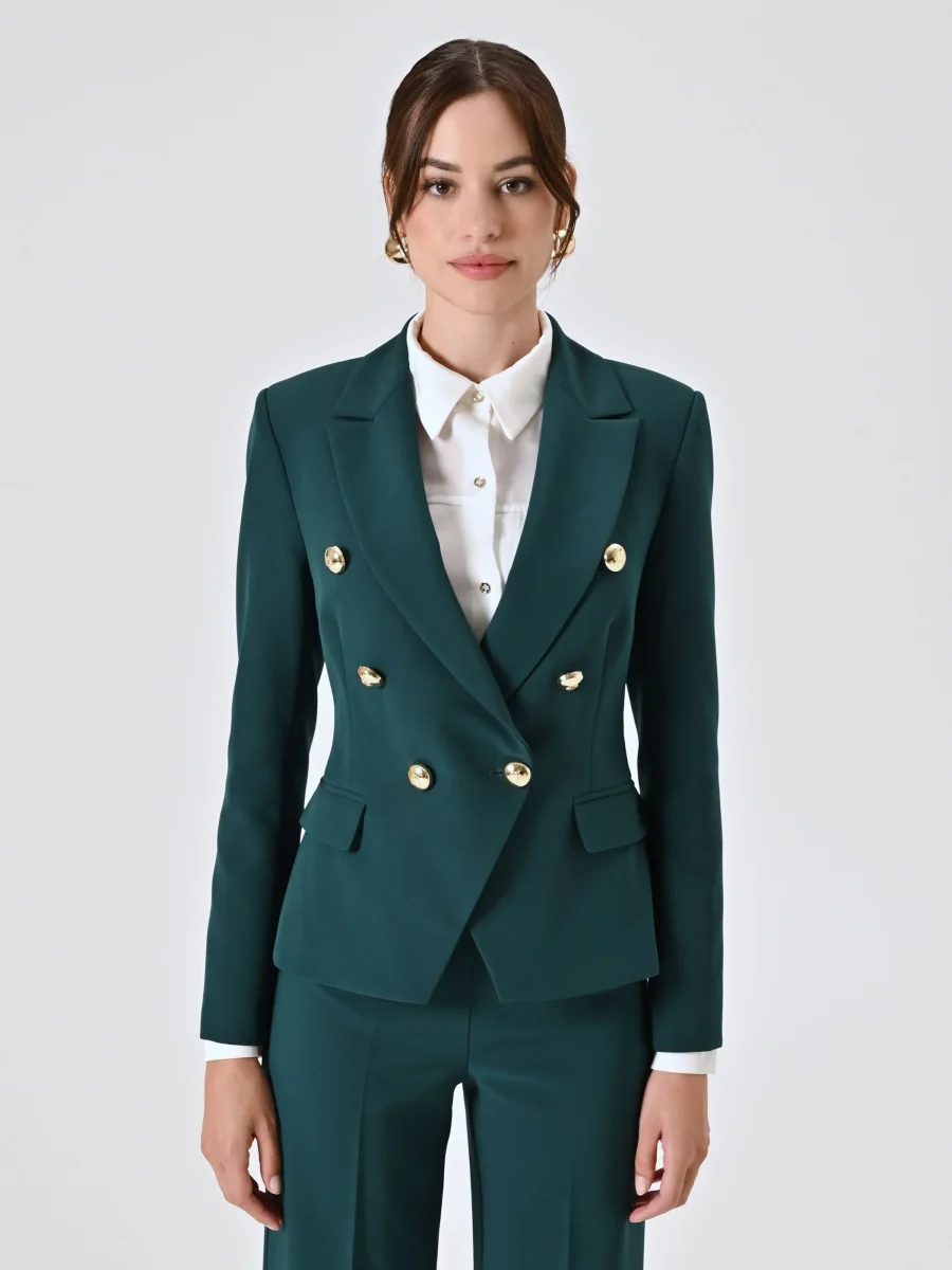 Giacca Doppiopetto Verde in Tessuto Tecnico – Image 4