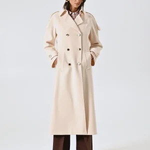 Cappotto Beige Doppiopetto Over con Mostrine