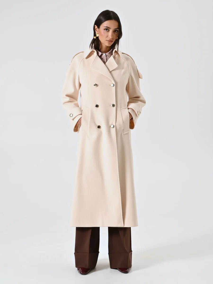 Cappotto Beige Doppiopetto Over con Mostrine – Image 2