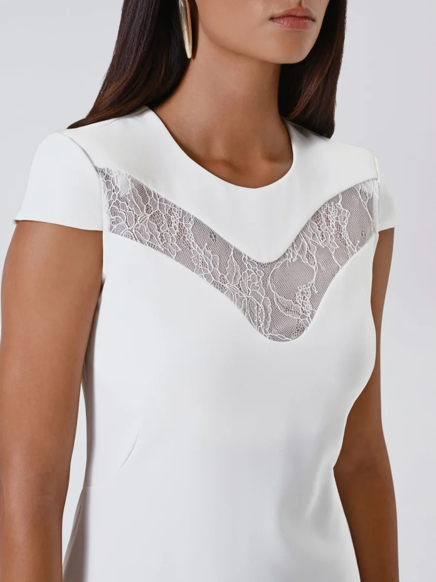 Tubino Bianco con Carré in Pizzo – Image 4