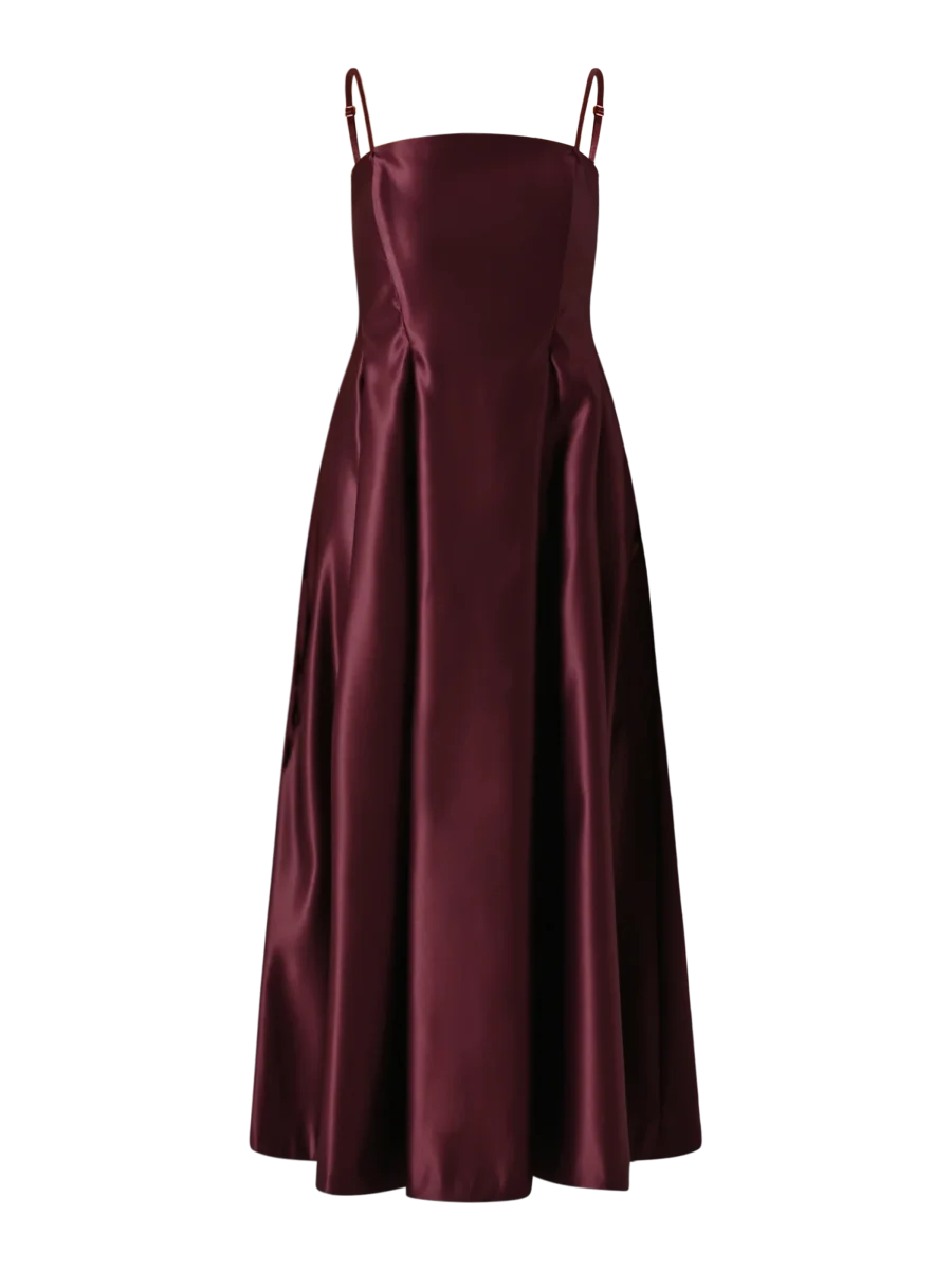 Abito a Ruota con Scollo Dritto Bordeaux – Image 6