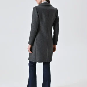 Cappotto misto Lana Grigio Doppiopetto con Revers a Lancia