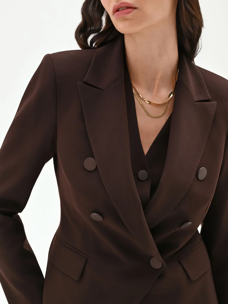 Blazer doppiopetto moro marrone con revers a lancia – Image 6