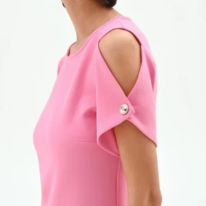 Abito corto rosa con dettaglio cut-out