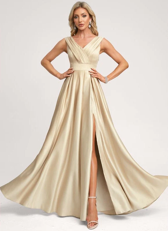 Robe Longue Satin Champagne