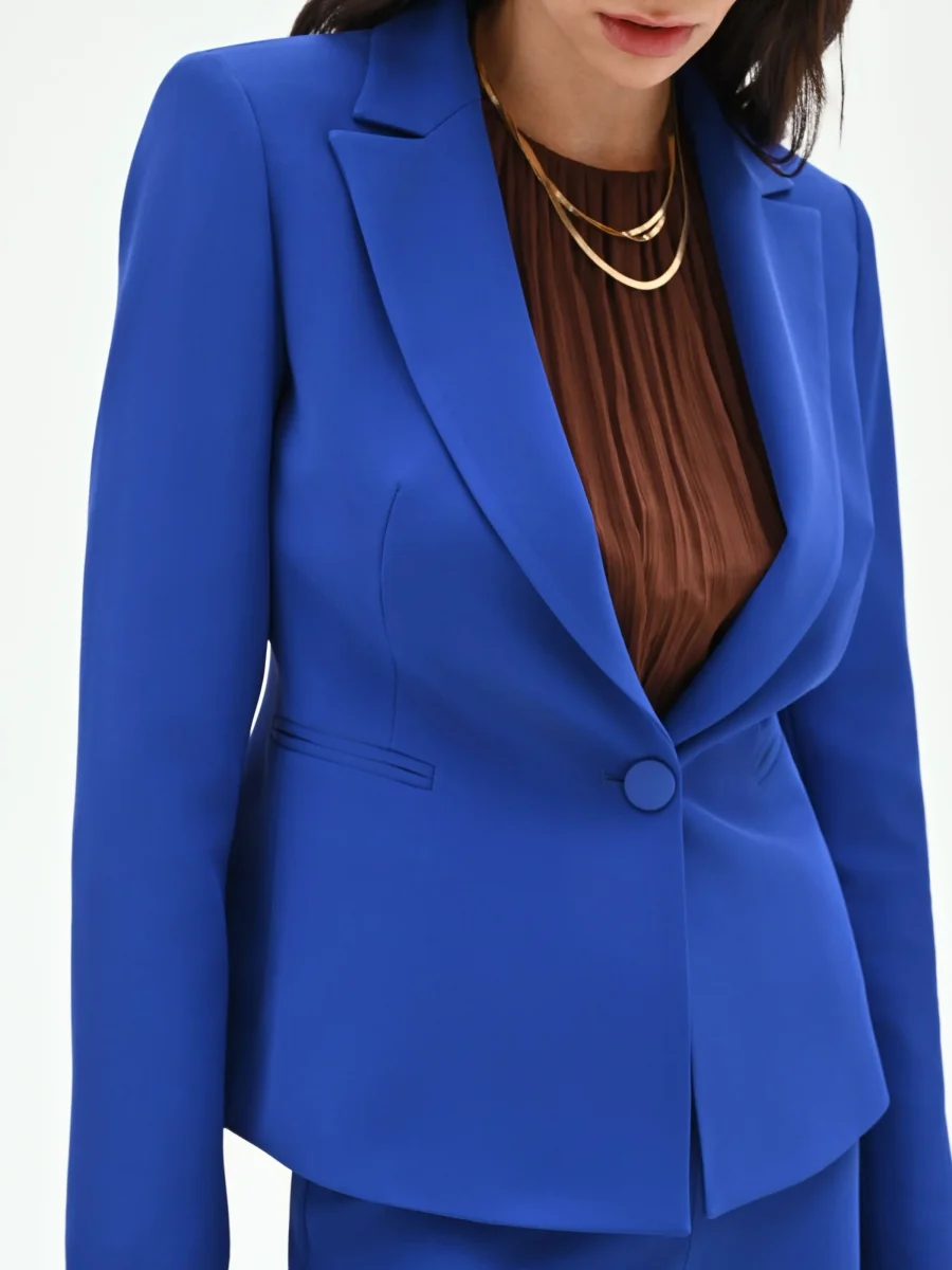 Giacca blu cina dalla linea sciancrata – Image 5