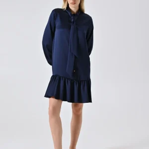 Chemisier in Raso con Fiocco Blu