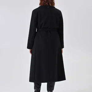 Cappotto Curvy Nero con Rever Asimmetrici