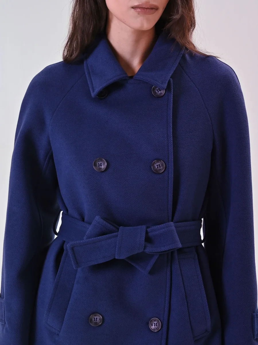 Cappotto Blu Corto in Velour – Image 3