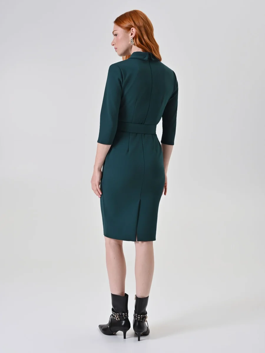 Abito tubino verde con cintura – Image 4