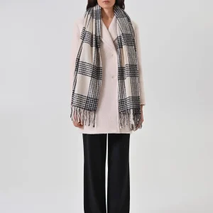 Sciarpa a quadri beige e nera