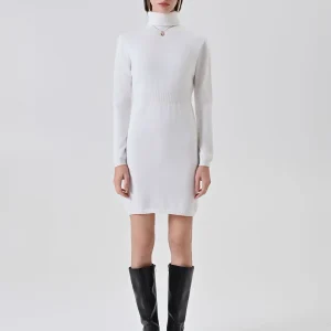 Abito tubino in maglia bianco panna