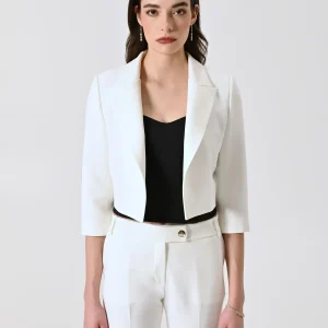 Giacca Corta Bianca in Tesssuto Tecnico