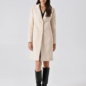 Cappotto Beige Chiaro Midi in Velour