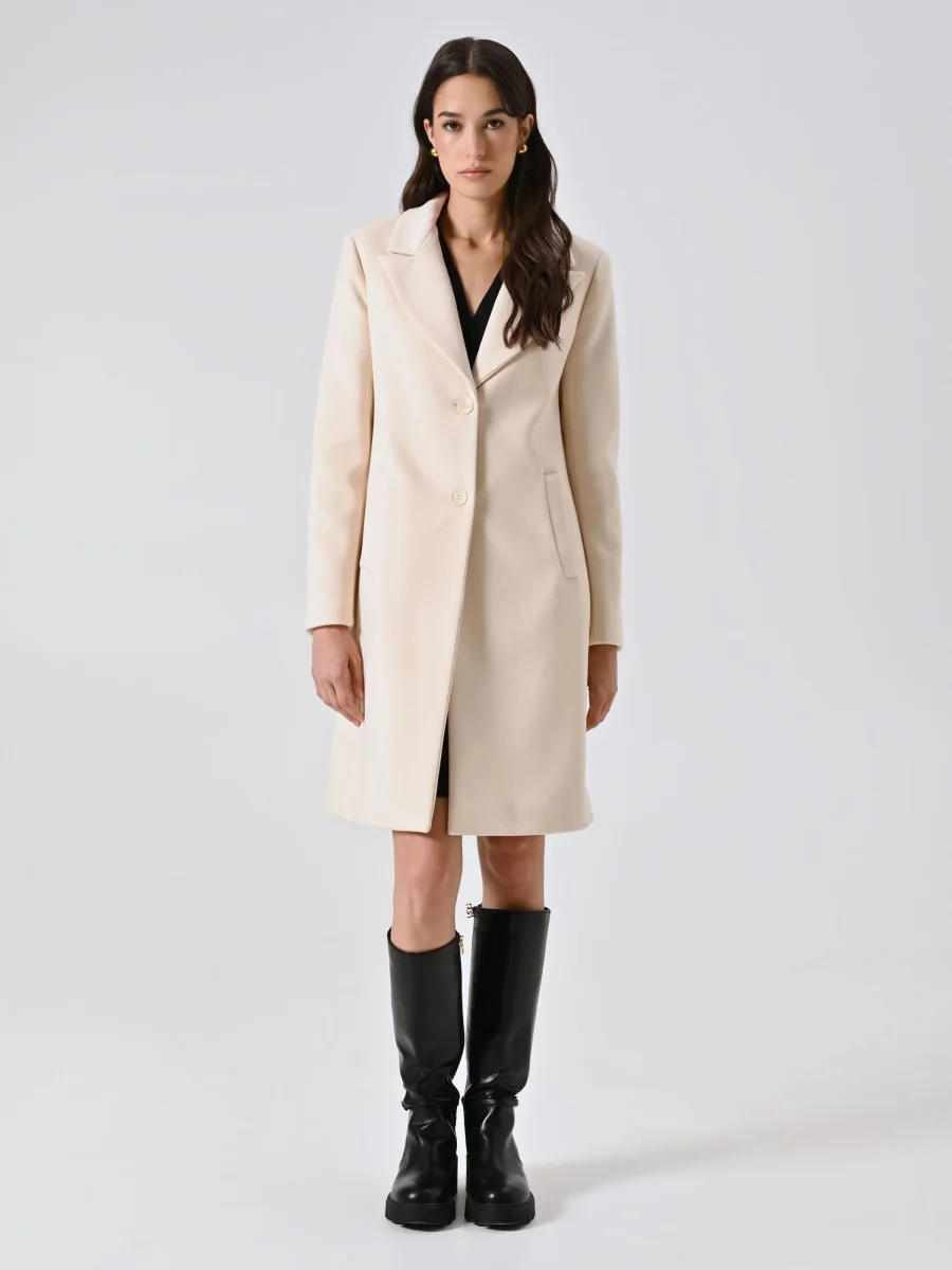 Cappotto Beige Chiaro Midi in Velour