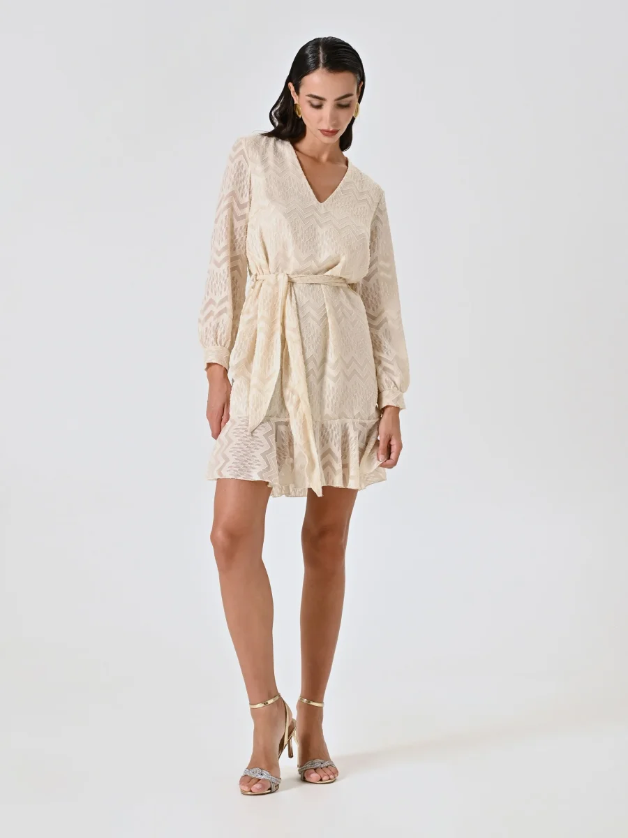 Abito Devoré Bianco con Balza – Image 5