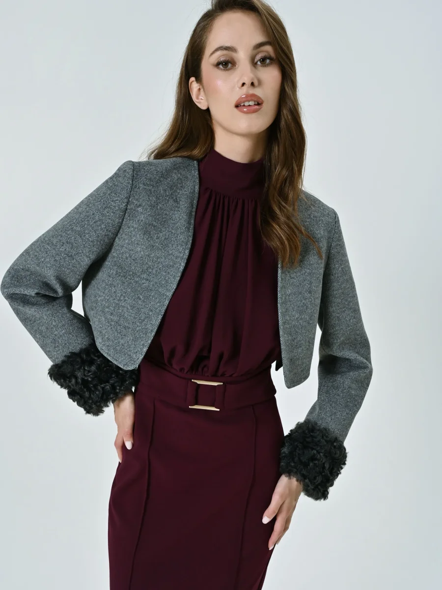 Cappotto Tre in Uno con Polsini effetto Pelliccia