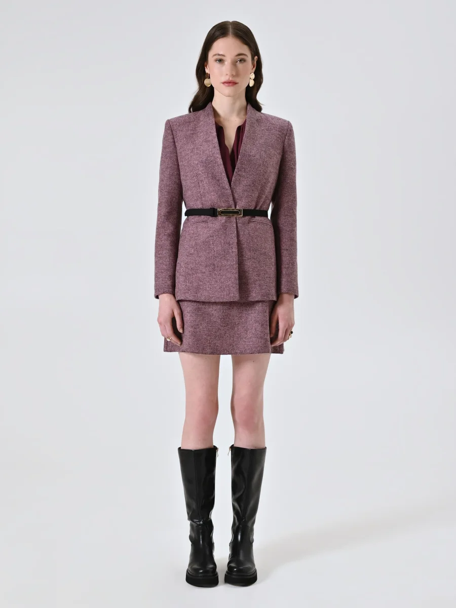 Cappotto Rosa in Tessuto Spinato – Image 5