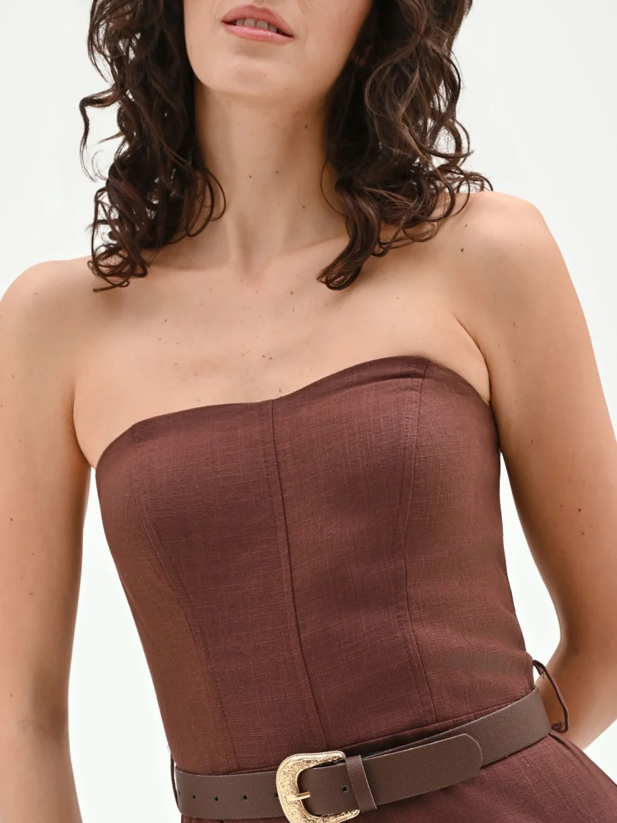 Tuta marrone con pantalone a palazzo – Image 4