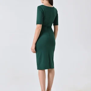 Tubino Verde in Punto Milano con Scollo a Cuore