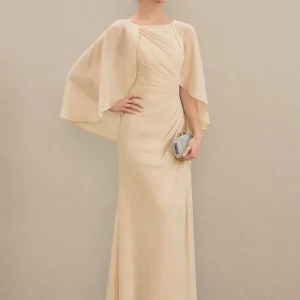 Robe De Soirée Champagne Avec Cape