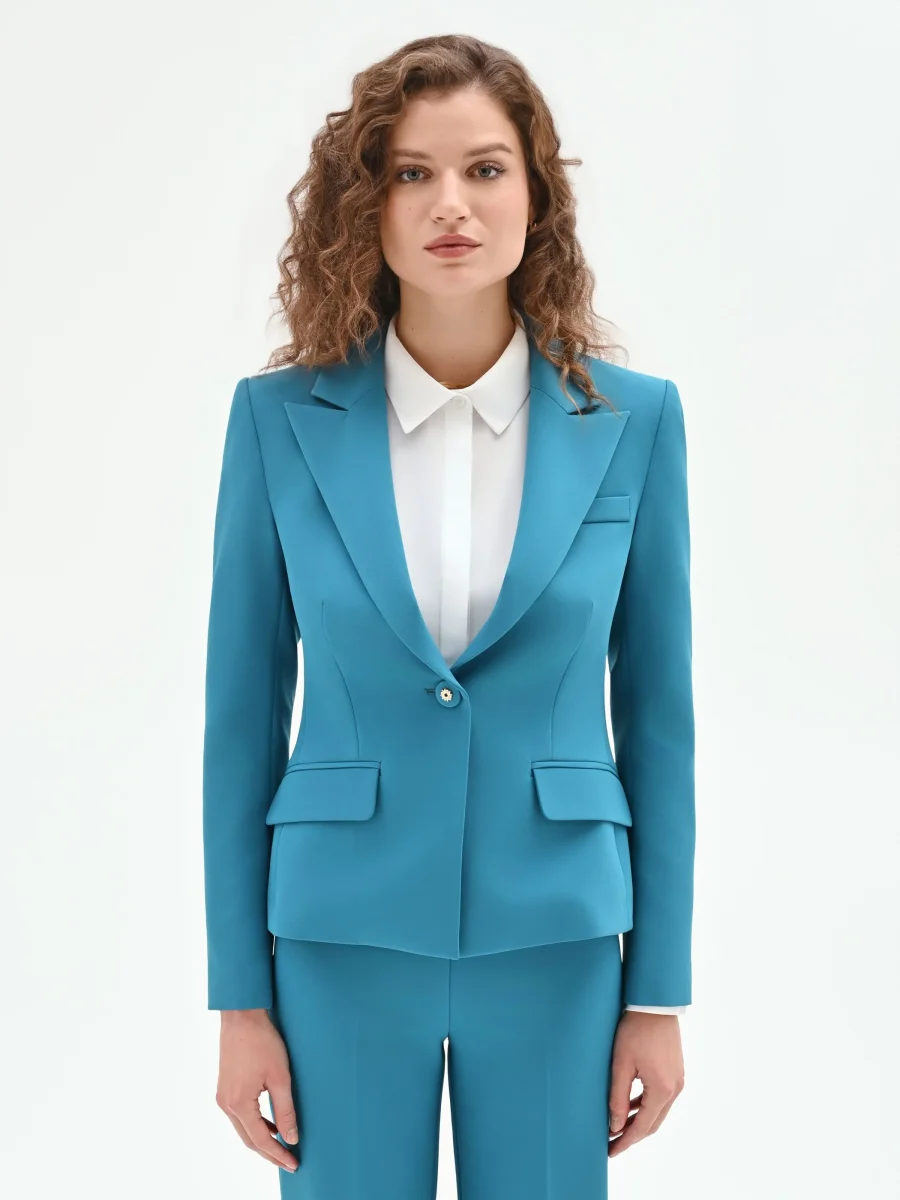 Giacca monobottone in blu ottanio – Image 3