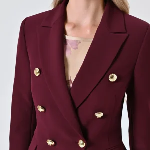 Giacca Doppiopetto Bordeaux in Tessuto Tecnico