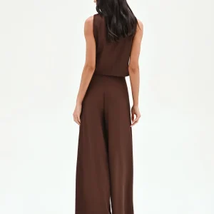 Pantalone a palazzo cioccolato a vita alta