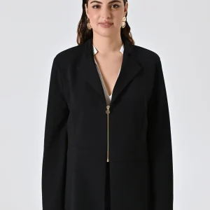 Giacca Curvy Nera con Zip in Scuba mano Crepe