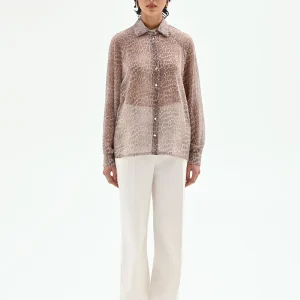 Camicia stampa animalier tortora beige