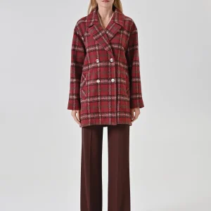 Cappotto Check in Tessuto Jacquard