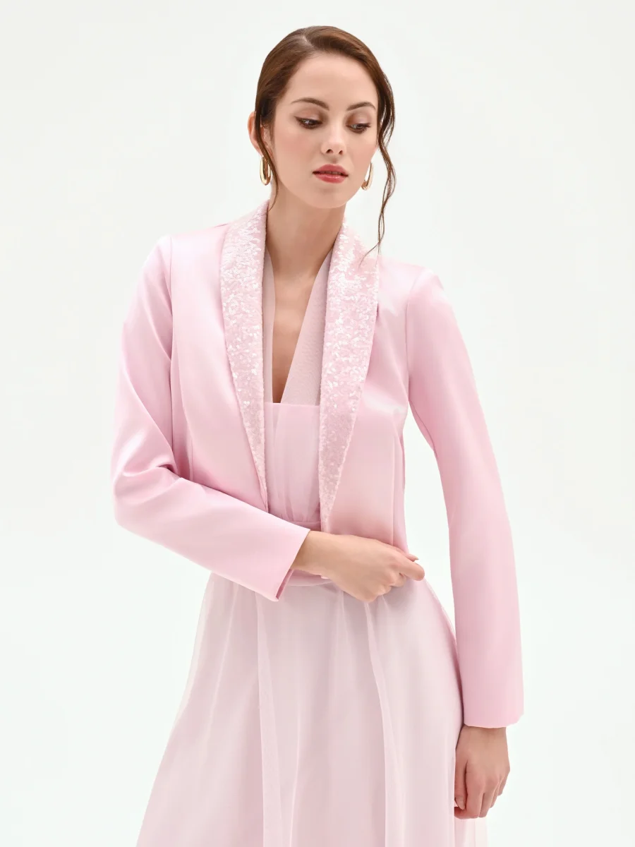 Giacca rosa pastello con paillettes – Image 5