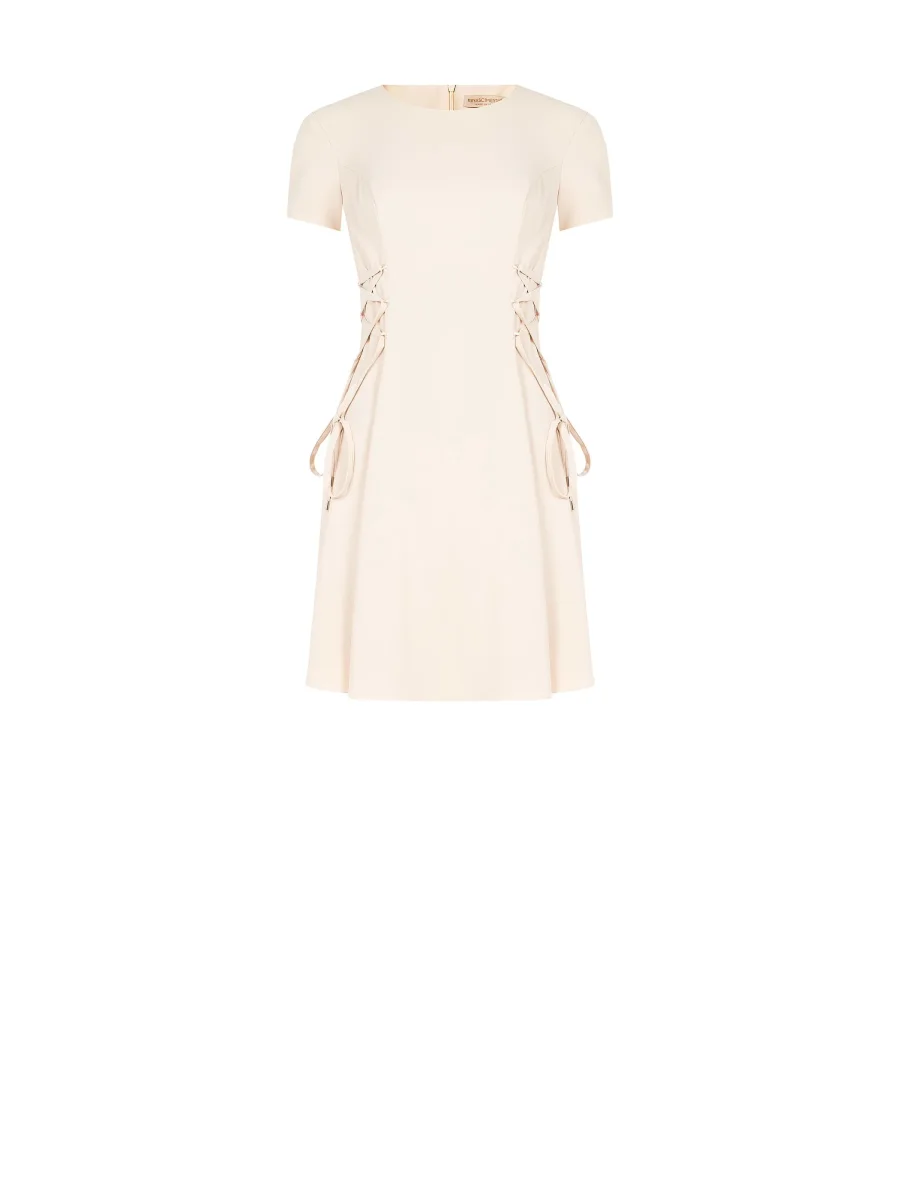 Abito corto cadi beige chiaro con stringhe laterali – Image 6
