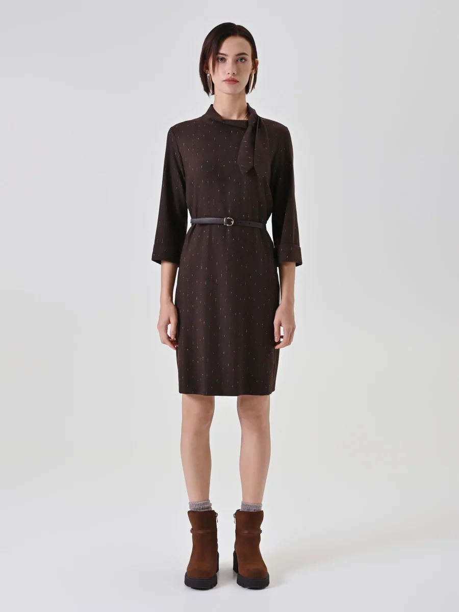 Abito cioccolato gessato con fusciacca – Image 2