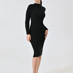 Abito Nero in Maglia a Coste