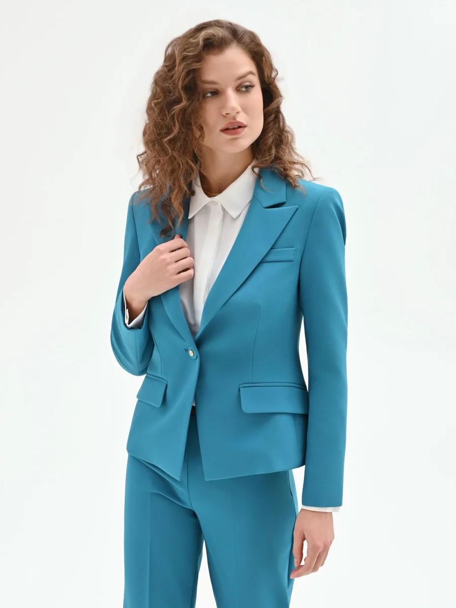 Giacca monobottone in blu ottanio – Image 6