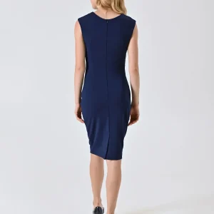 Tubino Blu Navy in Punto Milano con Drappeggio