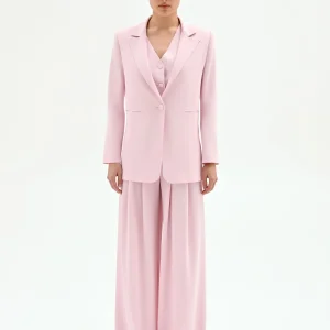 Blazer monopetto rosa pastello in cadi