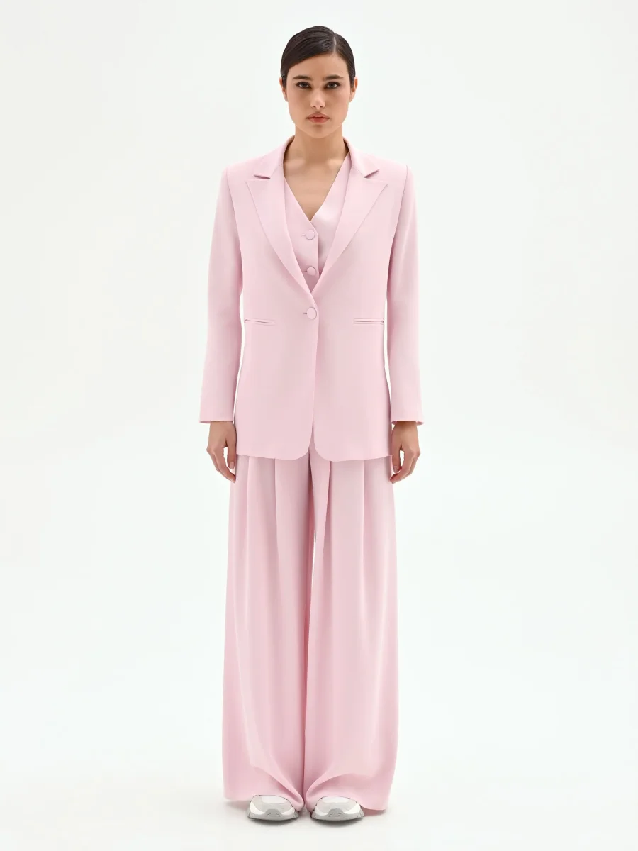 Blazer monopetto rosa pastello in cadi – Image 2