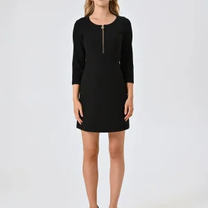 Abito Nero con Zip in Scuba mano Crepe