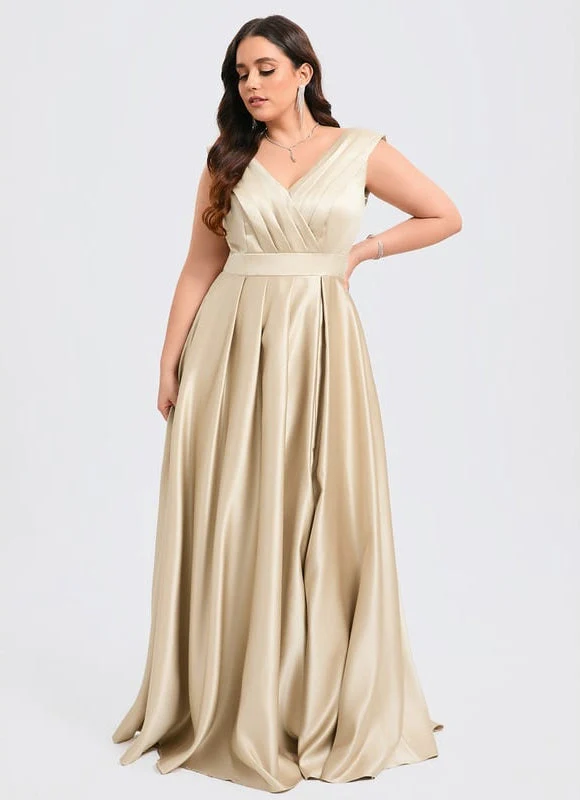 Robe Longue Satin Champagne – Image 9