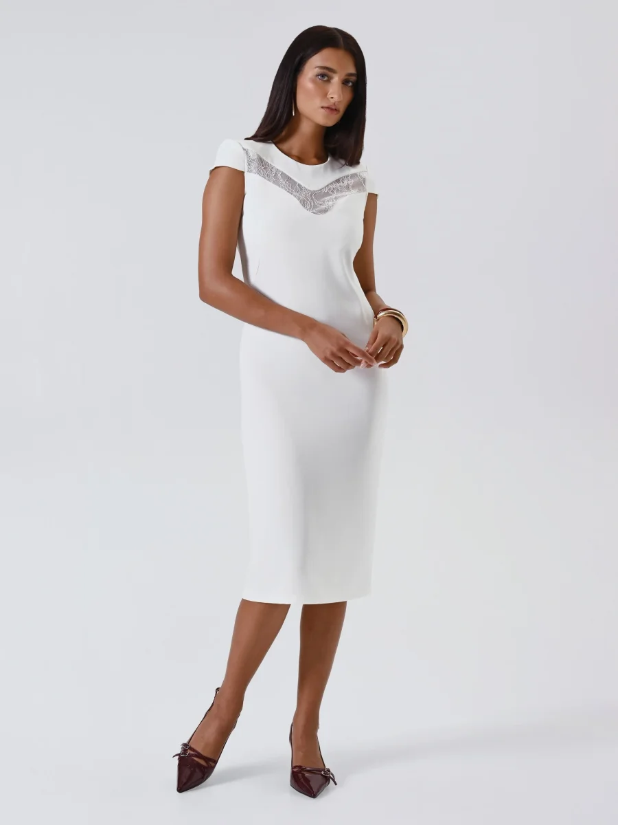 Tubino Bianco con Carré in Pizzo – Image 5