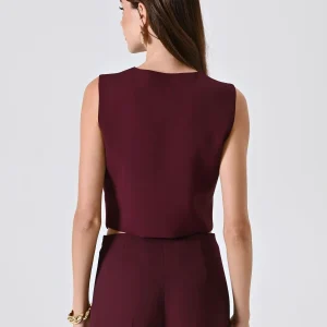 Gilet Bordeaux con Riga Nera