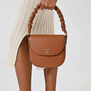Borsa Marrone con Manico Arricciato