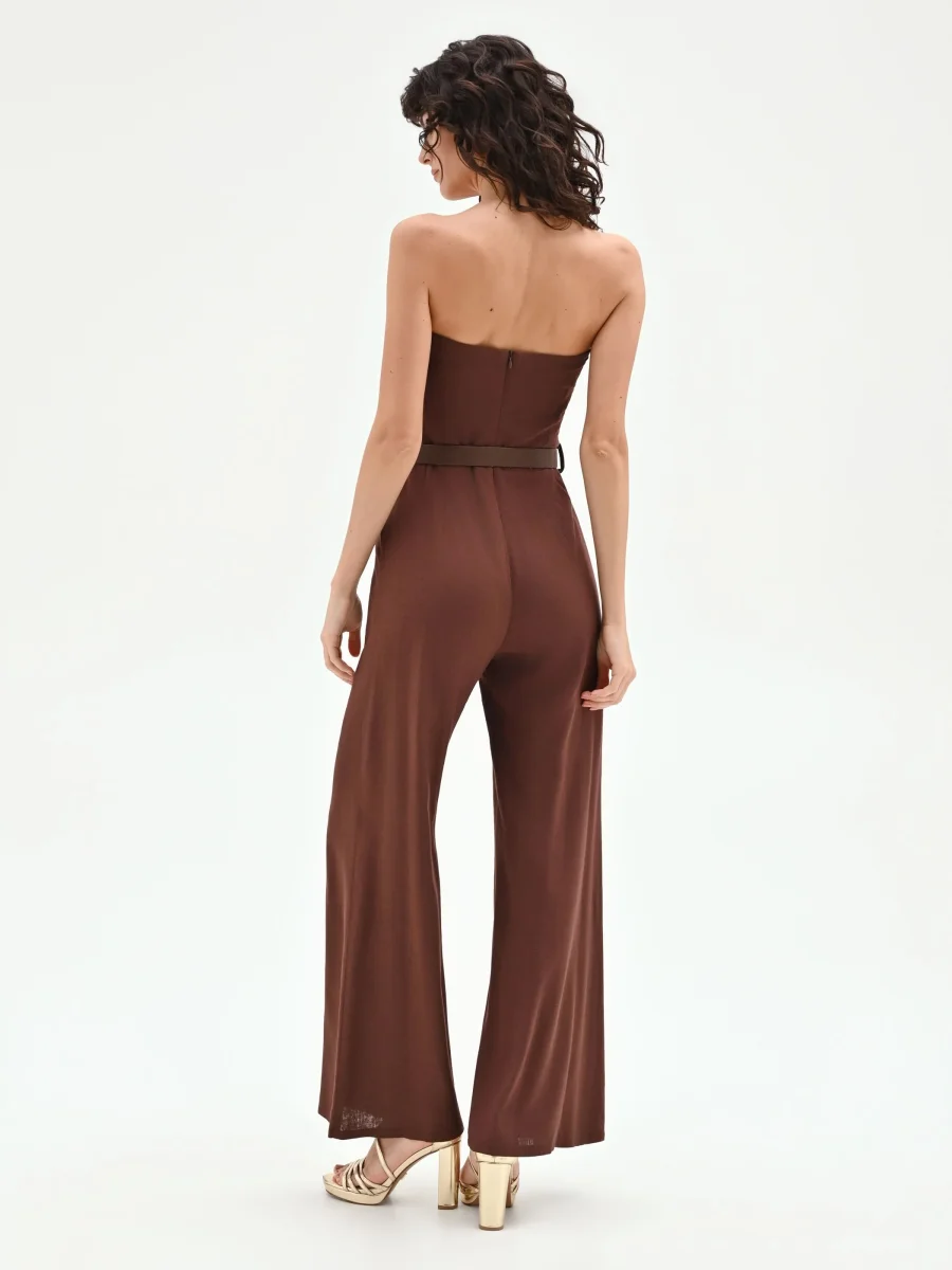 Tuta marrone con pantalone a palazzo – Image 3