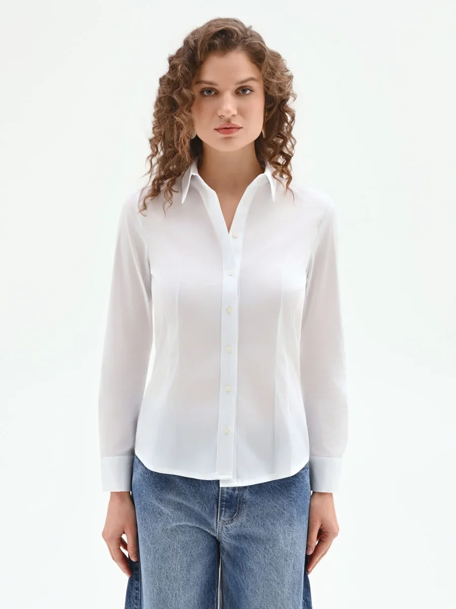 Camicia bianca sagomata in cotone – Image 3